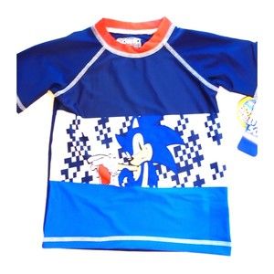 New Sonic Hedgehog SEGA XS UV Protector UPF +50 Wearable Sunblock Swim Top